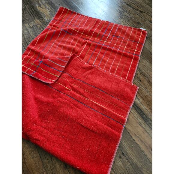Lot 2 Vintage Jaime Bath TOWELS MCM Red White Stripped Cotton USA - Picture 7 of 11